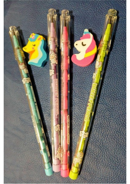 Unicorn Yumurtlayan Kurşun Kalem 4 Lü Set 2 Li Unicorn Silgi