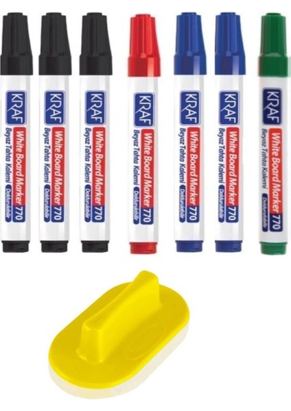 Doldurulabilir Beyaz Tahta Kalemi Seti 8'li Siyah Mavi Kırmızı Yeşil Renk Seçenekleri