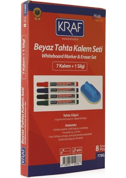 Doldurulabilir Beyaz Tahta Kalemi Seti 8'li Siyah Mavi Kırmızı Yeşil Renk Seçenekleri modelleri