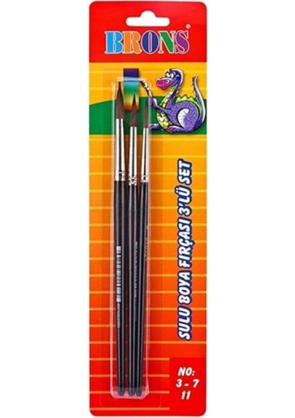 BR-673 3'lü Suluboya Fırça Seti 3,7,11