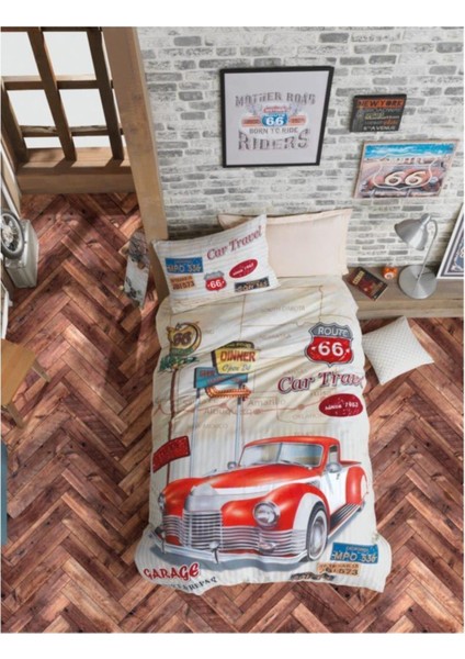 Cotton Bo x Tek Kişilik Ranforce Genç Nevresim Takımı - Route