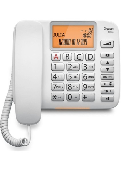 Dl580 Ekranlı Telefon (Adaptörlü) (Beyaz) Gıgaset Telefon Dl580 indirimleri