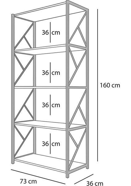 EC Shop Herevim Metal Kitaplık 5 Raflı Kitaplık Raf Kütüphane