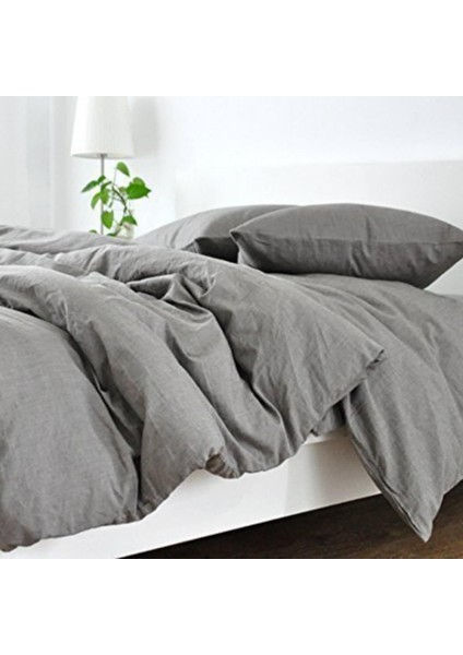 Sheri Home Tekstil Cotton Tek Kişilik 160 x 220 Nevresim Yorgan Kılıfı - Gri