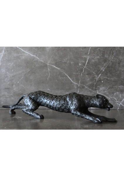 Poly Tasarım Siyah Leopar Biblo 45 x 10 cm Black