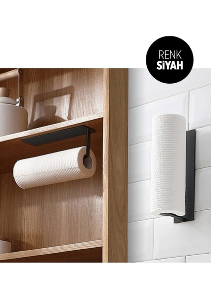 Yapışkanlı Kağıt Rulo Havluluk, Kağıt Havlu Askısı, Havlu Askısı, Metal Kağıt Havlu Askısı Siyah