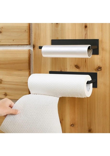 Yapışkanlı Kağıt Rulo Havluluk, Kağıt Havlu Askısı, Havlu Askısı, Metal Kağıt Havlu Askısı Siyah
