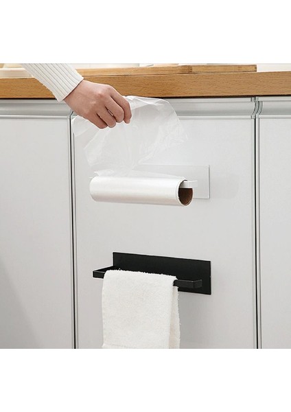 Yapışkanlı Kağıt Rulo Havluluk, Kağıt Havlu Askısı, Havlu Askısı, Metal Kağıt Havlu Askısı Siyah