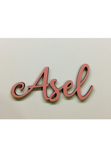 Pembe Ahşap Isime Özel Kapı Süsü, Takı Yastığı Isim 30 cm