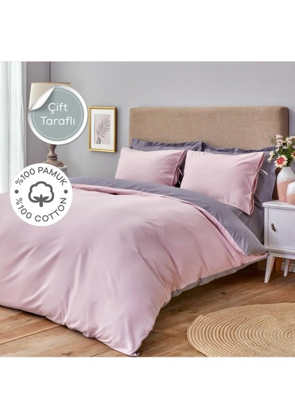 Sheri Home Basic Gül Kurusu Koyu Gri Çift Taraflı Çift Kişilik Nevresim Seti 200 x 220 Pamuk Pınkcastle02