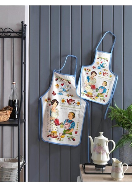 Anneli Kızlı Sıvı Geçirmez Mutfak Önlüğü Seti 2li Anne Çocuk Mutfak Önlük Seti Stk -