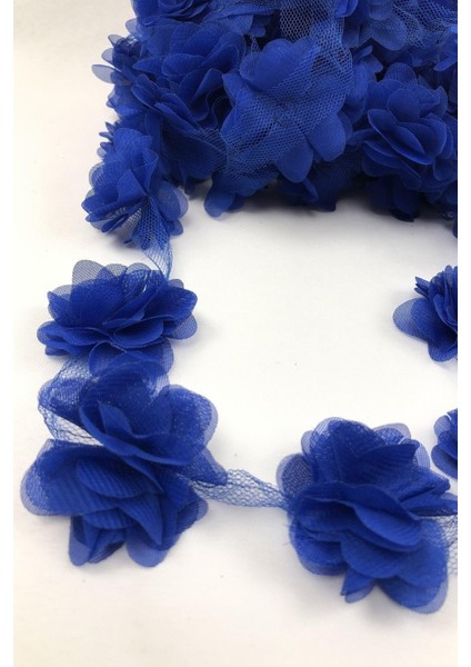 Saks Mavisi Renk Lazer Kesim Tül Çiçek fiyatları