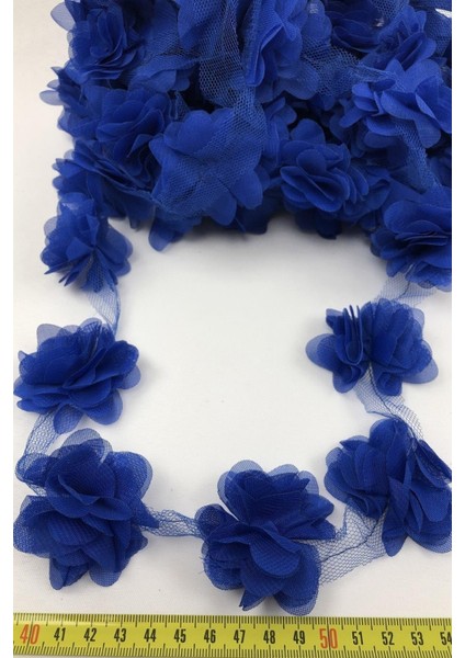 Saks Mavisi Renk Lazer Kesim Tül Çiçek modelleri