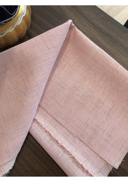 Linen Etamin Punch Ve Pano Kumaşı Pudra 100 x 80