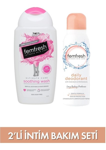 Genital Bölge Rahatlatıcı Yıkama Jeli 250 Ml + Genital Bölge Deodorantı - Intimate Deodorant 125 Ml