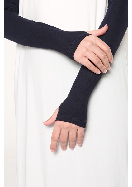 Kuayscarfs Kadın Tesettür Parmak Gecmeli Kolluk Lacivert