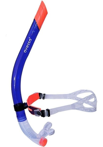 Yüksek Slikon Kaliteli Tahliye Hortumlu Mavi Önden Dalış Şnorkeli - Havuz Eğitim Şnorkeli - Şnorkel