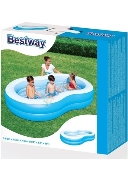 Şişirme Pompalı, 54117 Jumbo Oval Renkli Aile Havuzu Seti fırsatları