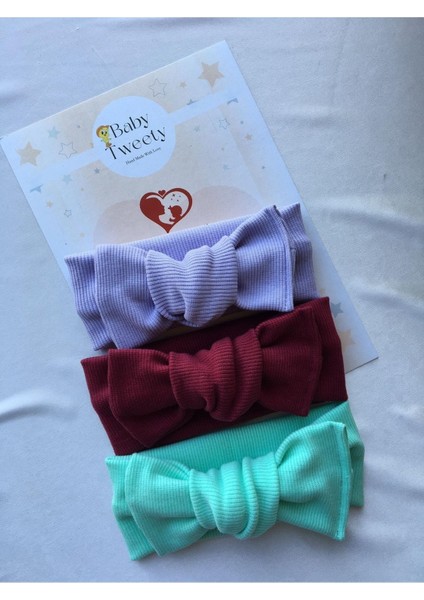 3'lü El Yapımı Ribana Kız Bebek Bandana