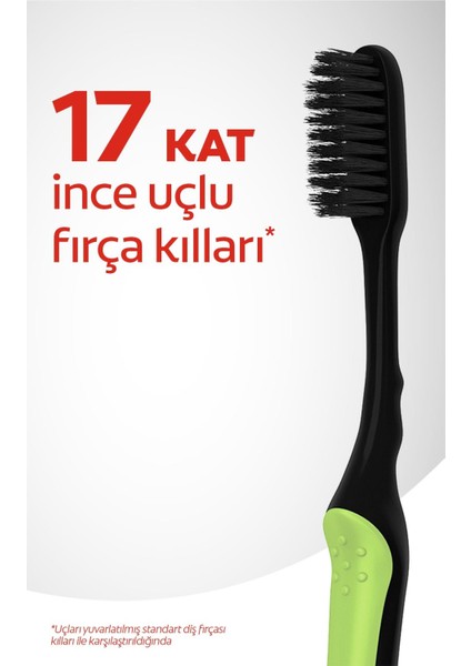 Mikro Ince Siyah Hassas Temizlik Yumuşak Diş Fırçası 1+1