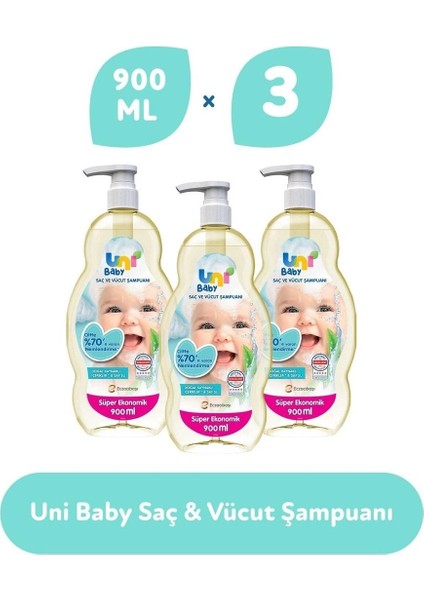 Uni Baby Bebek Şampuanı 900 ml 3'lü