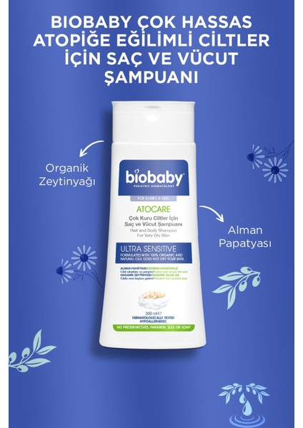 Biobaby Atocare Çok Kuru Ciltler Için Saç ve Vucut Şampuanı 300 Mll