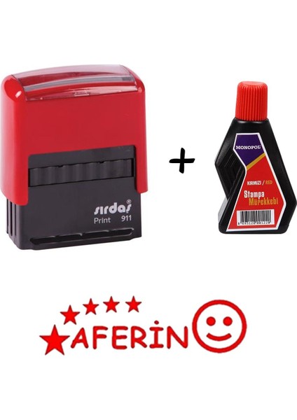Aferin Kaşesi 911 Model Kırmızı Keçeli ve Yedek Mürekkep