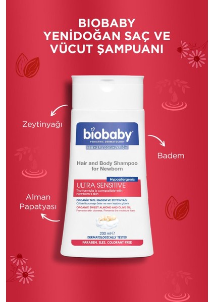 Yenidoğan Saç ve Vücut Şampuanı 200 ml - Alman Papatyası, Organik Tatlı Badem Yağı, Zeytinyağı modelleri