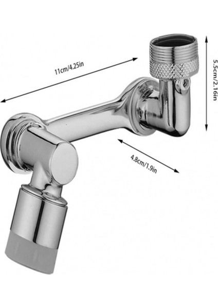 Musluk Başlığı 1080 Derece Dönebilen 2 Fonksiyonlu Krom Kaplama Musluk Ucu Filtreli
