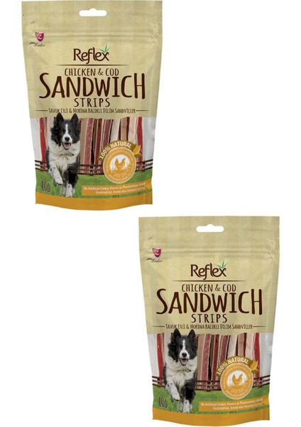 Chicken&cod Sandwich Strips Tavuk ve Morina Balıklı Sandviçler Köpek Ödül Maması 80G