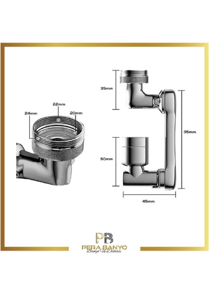 Pera Banyo 1080 Derece Dönen Musluk Ucu Pera Banyo