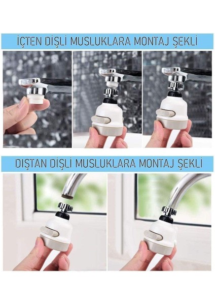 Beyaz 3 Fonksiyonlu Mutfak Lavabo Başlığı 360 Derece Döner Musluk Ucu indirimleri