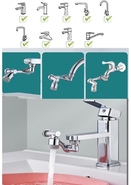 1080 Derece Dönebilen Robotik Kol Musluk Başlığı - Musluk Uzatma Aparatı Ucu