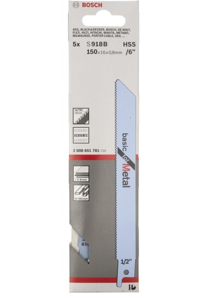 S 918 Bf Basic For Metal 5'li Panter Testere Bıçağı