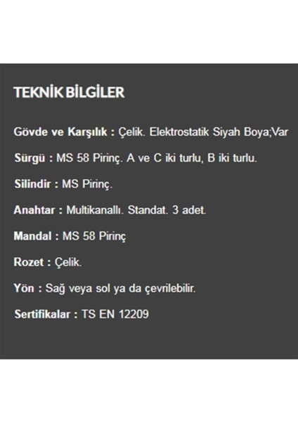 Kale 157/A Silindir Trajlı Demir Kapı Kilidi 14 cm