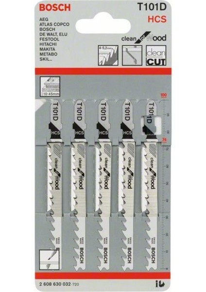 T 101 D Clean For Wood 5'li Dekupaj Testeresi Bıçağı