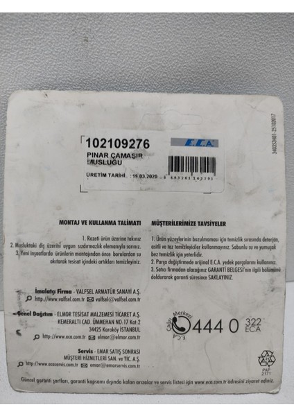 E.C.A Çamaşır Makina Musluğu Pınar Orjin Kutusunda