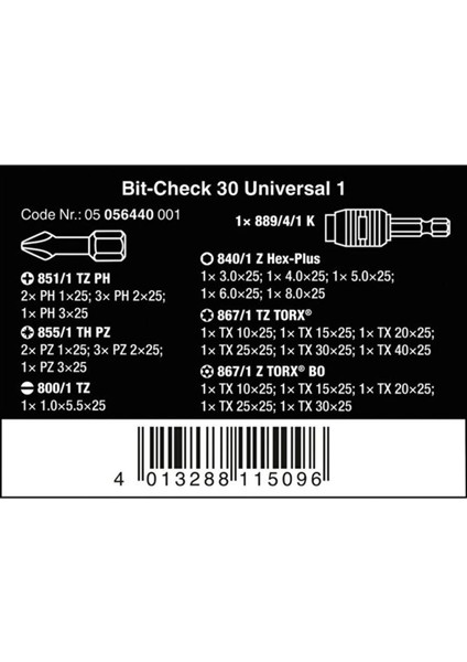 Bit-Check 30 Bits Seti modelleri