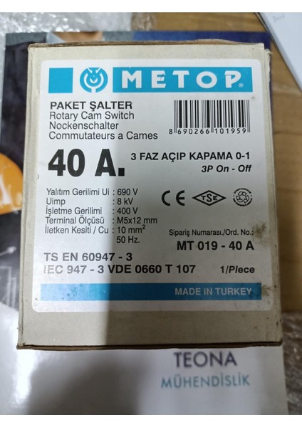 Pako Şalter (0-1) 3p 40A mt 019