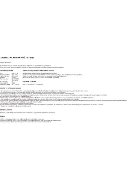 CT-9183 Sessiz Kontaktör modelleri