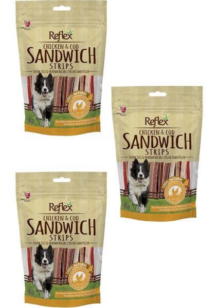Chicken&cod Sandwich Strips Tavuk ve Morina Balıklı Sandviçler Köpek Ödül Maması 80G