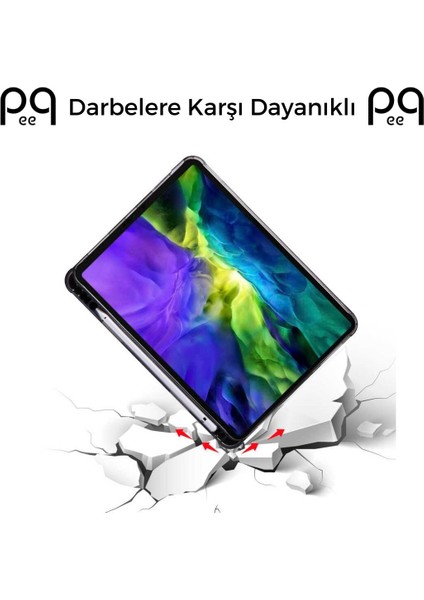 iPad Pro 11 Inç 2021 3. Nesil Stand Olabilen Kalemlik Bölmeli Otomatik Uyku Modlu Akıllı Kılıf