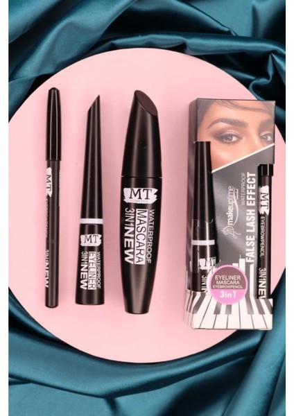 3 In 1 Suya Dayanıklı Maskara & Kalem & Eyeliner Seti