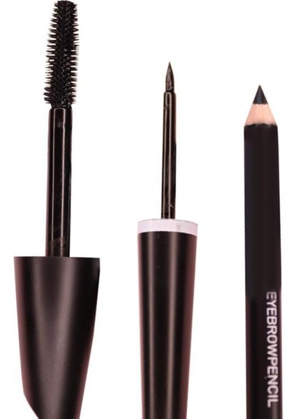 3 In 1 Suya Dayanıklı Maskara & Kalem & Eyeliner Seti