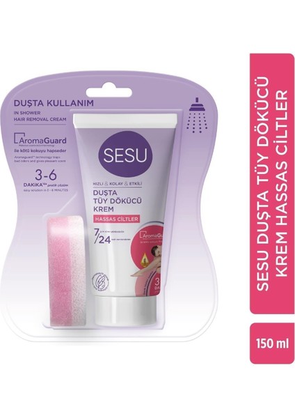 Duşta Tüy Dökücü Krem Hassas Ciltler 150 ml