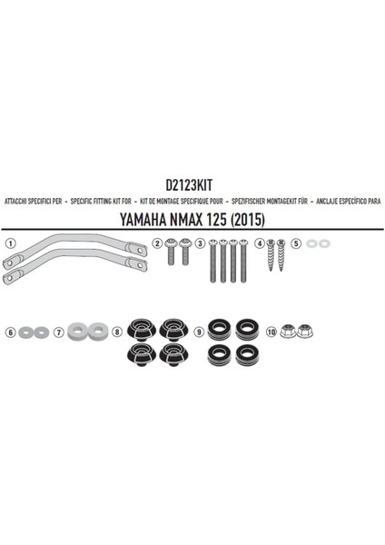 D2123KIT Yamaha N-Max 125-155 (15-20) Rüzgar Siperlik Bağlantısı