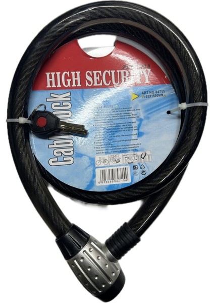 Motosiklet Kilidi Güçlendirilmiş Halat Kilit 25X1500MM (Işıklı Anahtarlı) Siyah Renk fiyatları