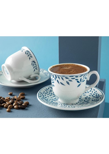 Blatt Porselen 4 Parça 2 Kişilik Kahve Fıncan Takımı 80 ml Lacivert