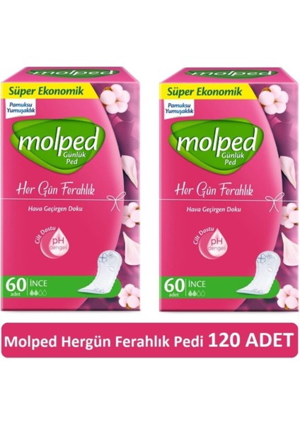 Her Gün Ferahlık Günlük Ped 60'lı x 2 Paket