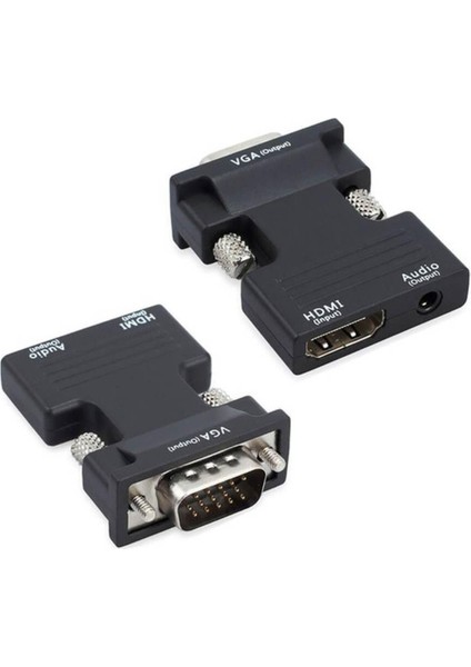 HDMI To VGA Kablo Çevirici Dönüştürücü Adaptör Hdmı Ses Destekli